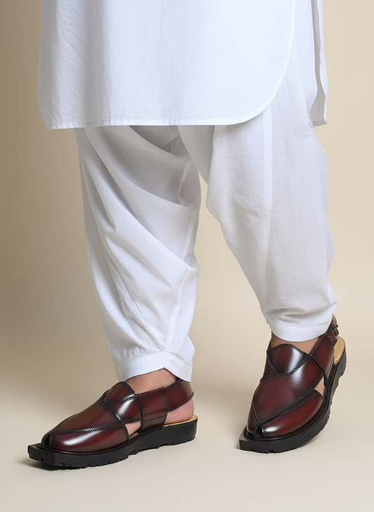 Narozi Hand Made Chappal ( Black/Maroon)