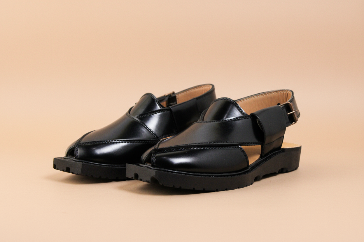 Hand made peshawari Chappal Black