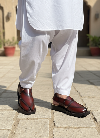 Narozi Hand Made Chappal ( Black/Maroon)