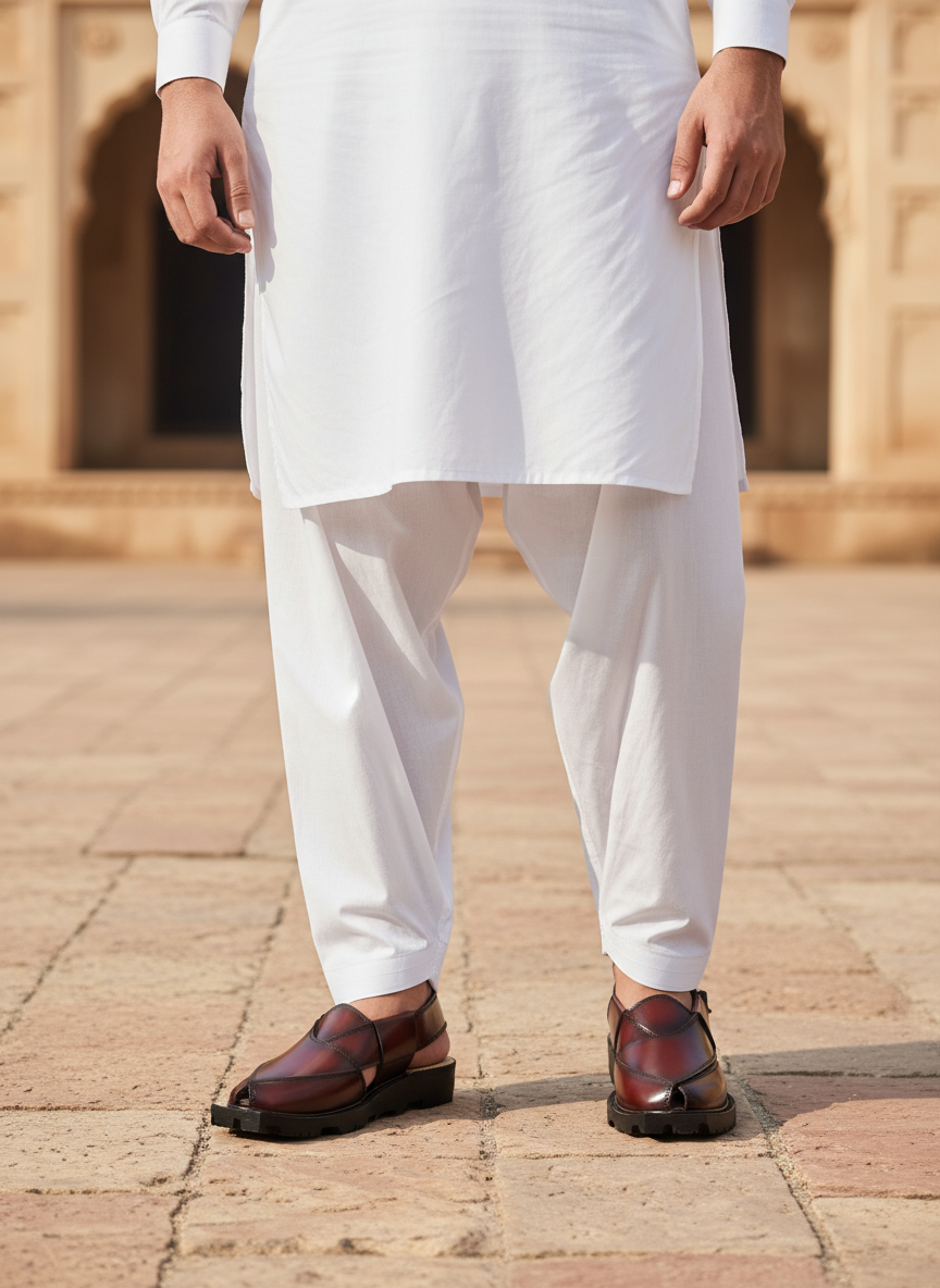 Narozi Hand Made Chappal ( Black/Maroon)