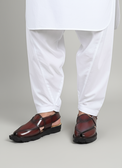 Narozi Hand Made Chappal ( Black/Maroon)