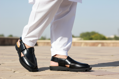 Hand made peshawari Chappal Black