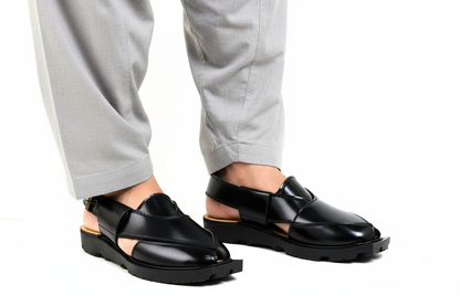 Hand made peshawari Chappal Black