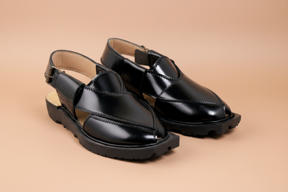 Hand made peshawari Chappal Black